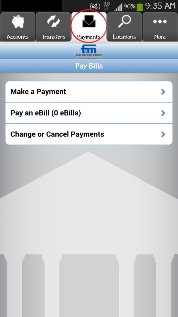 Bill Payment Screen